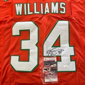 Ricky Williams Autographed Stitched Dolphins Jersey (JSA)